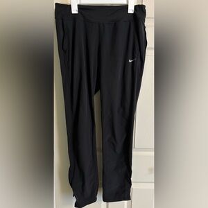 Nike Women’s Dri-FIT Black Running Pants with Ankle Zippers and Pockets